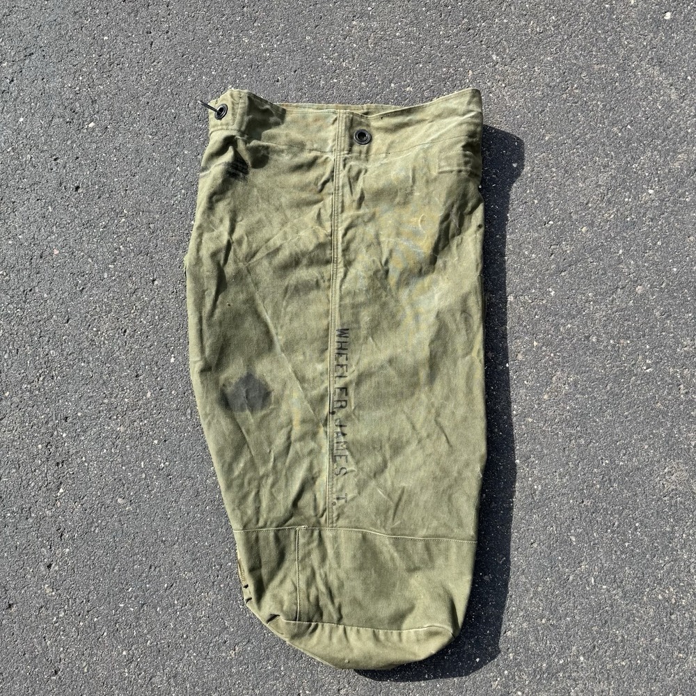 Military Duffle Bag Rucksack W/straps Canvas TOP LOAD Army Olive Green Brown USA